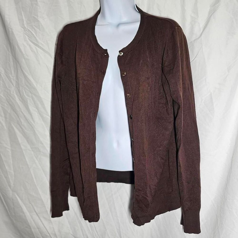 y2k 90s silk blend brown vintage cardigan  size large